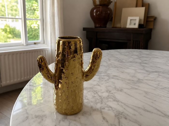 Gold Ceramic Cactus Vase