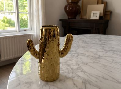 Gold Ceramic Cactus Vase