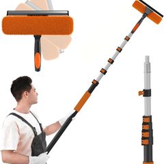 7.2m Telescopic Window Cleaner, Professional Window Cleaning Equipment with Extendable Window Cleaning Pole and 25cm Window Squeegee, Long Reach Window Cleaner Tool for Outdoor/Indoor Use