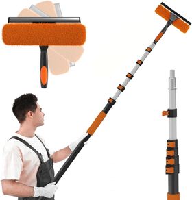 7.2m Telescopic Window Cleaner, Professional Window Cleaning Equipment with Extendable Window Cleaning Pole and 25cm Window Squeegee, Long Reach Window Cleaner Tool for Outdoor/Indoor Use