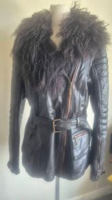 leather jacket with fur collar