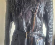 leather jacket with fur collar