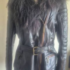 leather jacket with fur collar