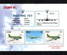 1999 Ireland Stampa Member Souvenir on Boeing 707 Aviation Commemorative Stamps Booklet Pane Overprinted for Stampa Mint Never Hinged (MNH)