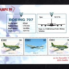 1999 Ireland Stampa Member Souvenir on Boeing 707 Aviation Commemorative Stamps Booklet Pane Overprinted for Stampa Mint Never Hinged (MNH)