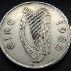 [#504] - Ireland 1969 | Irish 10d | Irish Ten Pence | Salmon | Mint ERROR