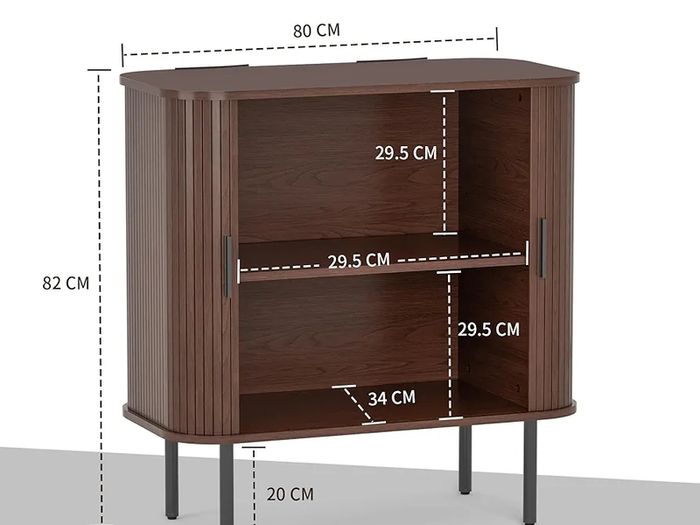 Sideboard, Buffet Storage Cabinet for Living Room, Kitchen Cupboard with Tambour Sliding Door, Storage Unit for Modern Home Dinning Room,Walnut