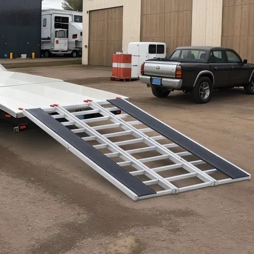 Tri-Fold Loading Ramp, 2160 x 1375 mm, Non-Slip Aluminum Trailer Ramp with Compact Design, Easy Storage, 680.4 kg Load Capacity