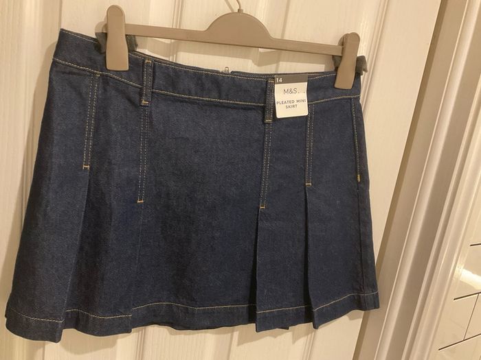 New denim pleated mini skirt MARKS AND SPENSERS