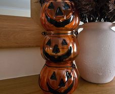 Trio of pumpkin tea lite holders