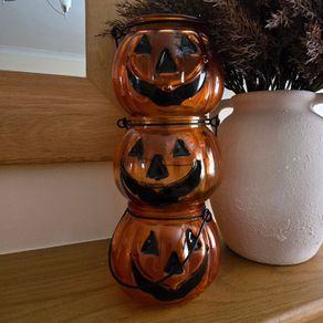 Trio of pumpkin tea lite holders