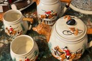 vintage Portland Pottery Fox Hunting Scene set free postage