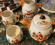 vintage Portland Pottery Fox Hunting Scene set free postage