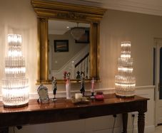 Pair of Eichholtz Tiered Crystal Table Lamps - Art Deco Style