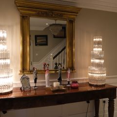 Pair of Eichholtz Tiered Crystal Table Lamps - Art Deco Style