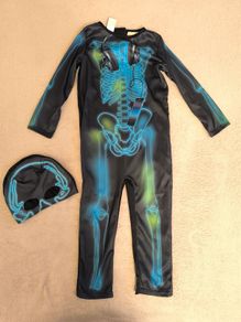 halloween skeleton costume with mask 4/6 years
