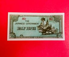 Japanese  Invasion  Money  BURMA   HALF RUPEE  1942 WORLD WAR 11 ( Uncirculated )