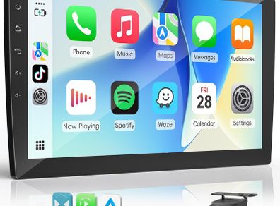 2 DIN Car Radio with Apple CarPlay & Android Car 10.1 Inch HD Screen,