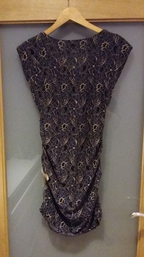 Brand New. Navy and gold lace dress