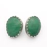 Vintage Sterling Silver Green Onyx Clip On Earings Image 2