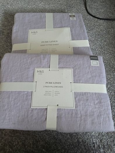 pure linen deep fitted sheet and 2 pillowcases