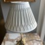 Antique style brass table lamp with pleated shade Image 3