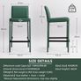 Bar Stool Upholstered Premium PU Leather Counter Height Barstool, Assembled Metal Leg Bar Chair with Back, Breakfast Kitchen Stool, Green Image 4