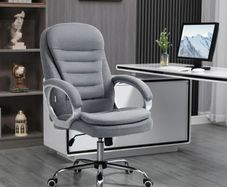 Grey Desk Chair Lumbar Support Adjustable Height Rock 360 Rolling Grey