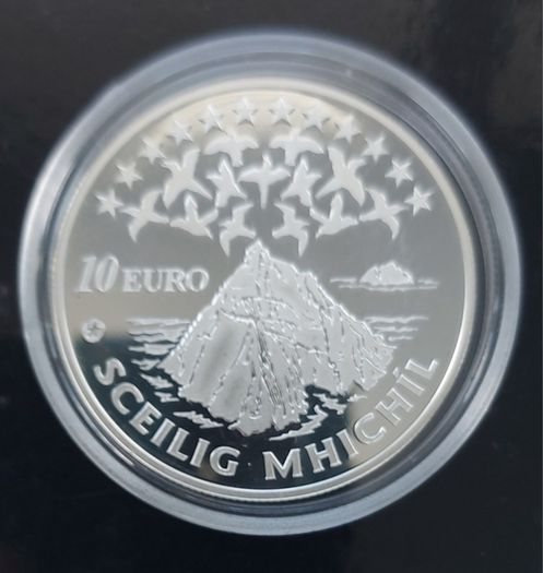 Ten euro silver  proof  coin 2008. Skellig michael.