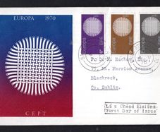 1970 Ireland Europa (CEPT) Commemorative Stamps Illustrated addressed First Day Cover (FDC) with Baile Atha Cliath (Dublin) steele cancel