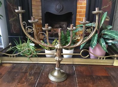 Beautiful Large Antique 7 Branches Church Brass Candelabra / Candles Holder