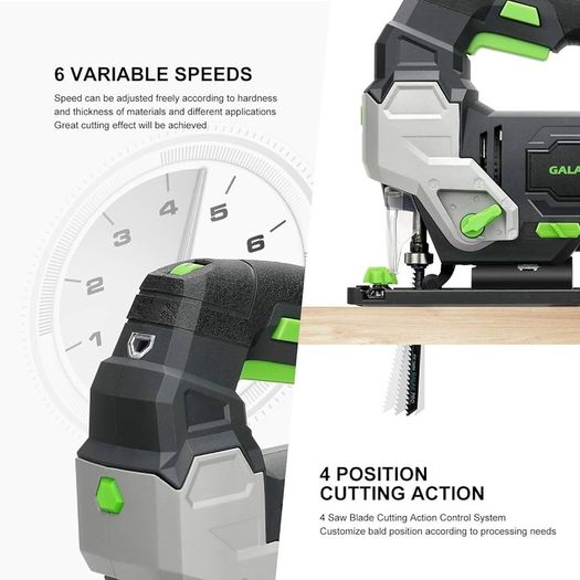 SALE 800W 3000 SPM Jig Saw Tool, Max 45 Degree Bevel Cutting Angle, 6 Adjustable Speeds, 4-Position Orbital Action,Laser Guide, Max Cutting Capacity: 100mm Wood, 10mm Metal