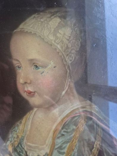 Vintage glass gold framed print of Baby Stuart by Anthony Van Dyke