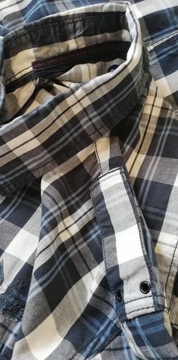 Diesel Mens blue/white check long sleeve Shirt with snap buttons Medium size
