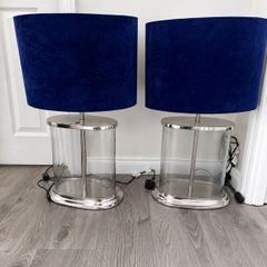 Navy and Chrome Table Lamps x 2