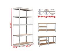 Garage Shelving Unit 180x90x40cm Extra Wide Heavy Duty Racking Shelves Freestanding for Workshop Shed Office Storage, 5 Tier (175KG Per Shelf), 875Kg