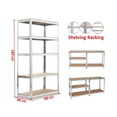 Garage Shelving Unit 180x90x40cm Extra Wide Heavy Duty Racking Shelves Freestanding for Workshop Shed Office Storage, 5 Tier (175KG Per Shelf), 875Kg