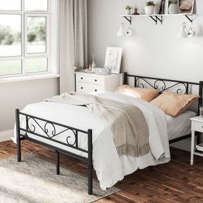 Double bed frame in metal BLACK double bed