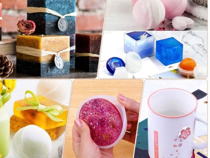 Epoxy Resin Moulds Silicone, Acejoz 12Pcs Resin Moulds Kit for Resin Casting with Sphere, Cube, Pyramid, Diamond, Square, Round and Crystal Pendants for Resin Epoxy, Candle, Soap, Bath Bomb (FREE POSTAGE)