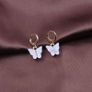 Butterfly Hoop Earrings Delicate Mother-of-Pearl Dangles Image 10