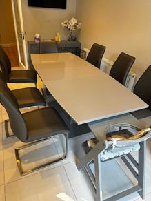 Harvey Norman Oscar Extendable Dining Table & 8 Austin Cantilever Chairs