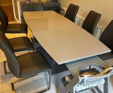 Harvey Norman Oscar Extendable Dining Table & 8 Austin Cantilever Chairs