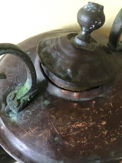 Large Antique 19th Century Brass & Copper Kettle