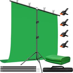 FREE EXPRESS SHIPPING Green Screen Background with Stand 2x2M/6.5x6.5Ft,1.5 x2M GreenScreen Photography Backdrop Kit for Gaming,Photo Studio,Stream,Chroma Key