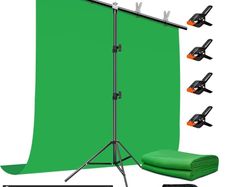 FREE SHIPPING Green Screen Background with Stand 2x2M/6.5x6.5Ft,1.5 x2M GreenScreen Photography Backdrop Kit for Gaming,Photo Studio,Stream,Chroma Key
