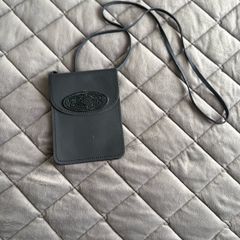 VINTAGE celtic navy crossbody small leather purse fold over ,crossbody fit fold over closure with small pocket on back