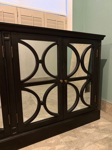 Large Black Mirrored 4-Door Sideboard