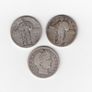 USA, 3 x Quarter Dollars,1926,date worn,&1910 (holed) 90% silver coins (no. 449) Image 2
