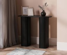 Black Console Table, Wooden Console Tables for Hallway Slim Madison Ribbed Wood Frame Display Table for Living Room Entryway Small Spaces Decorative Sofa Tables