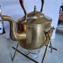 Antique Brass Tilting Kettle on Stand. Image 9